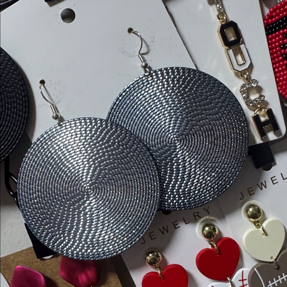 Elegant Silver Blue Disc Earrings